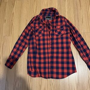 Somewon Collective Red and Black Plaid Button-Up Shirt
